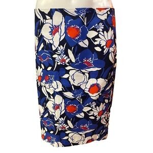 Talbots Floral Skirt Blue Red White Size 8